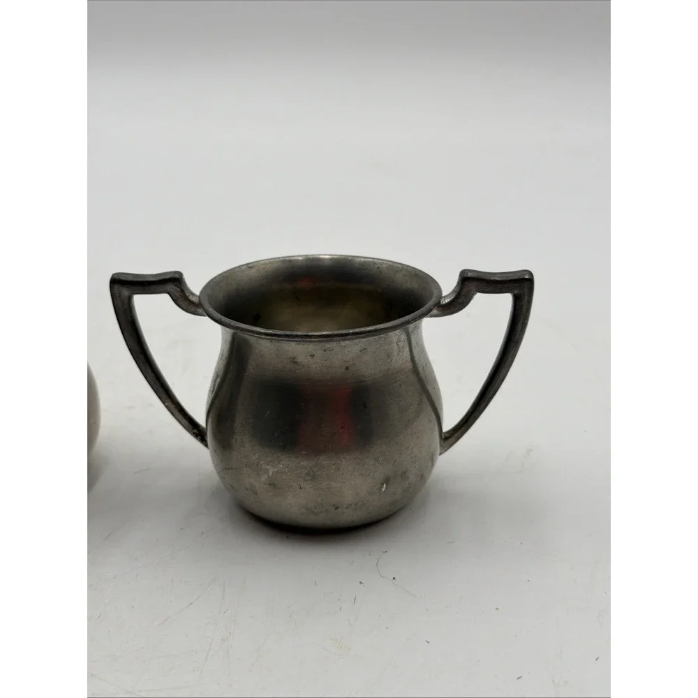 Antique/Vintage Old English Genuine Pewter Creamer and Sugar Bowl